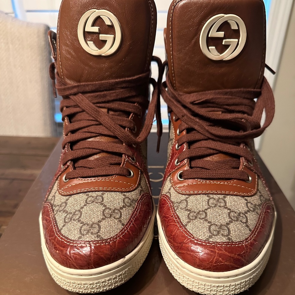 Gucci Gg Imprime High 'Crocodile Skin' Sneakers Size 8.5